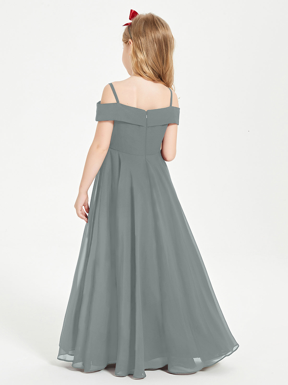 Off-the-Shoulder Dresses for Stylish Junior Bridesmaids Steel Grey
